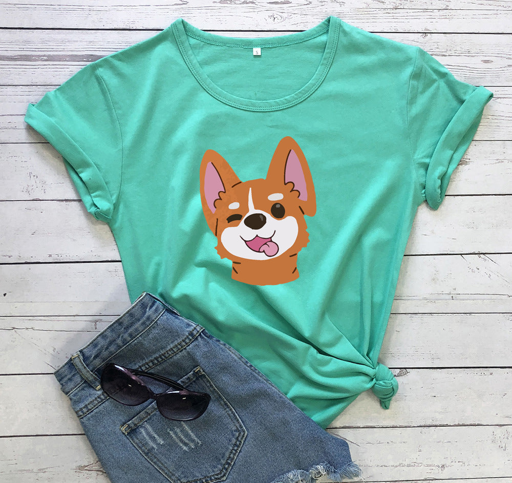 Dog Print Short-sleeved T-shirt