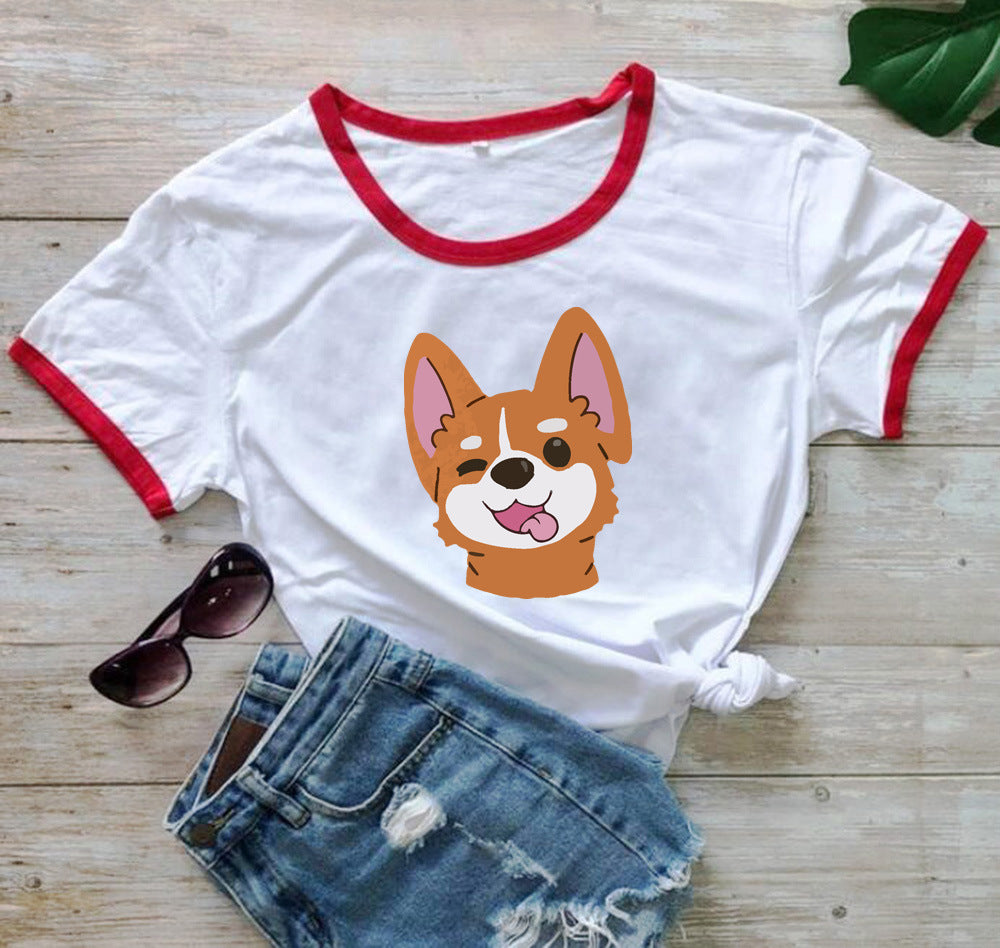 Dog Print Short-sleeved T-shirt