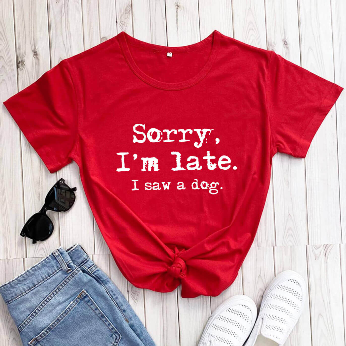 Dog lover letter print T-shirt