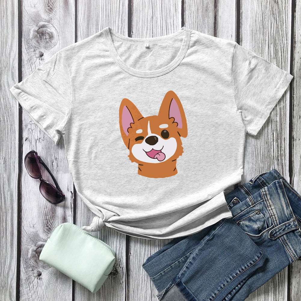 Dog Print Short-sleeved T-shirt