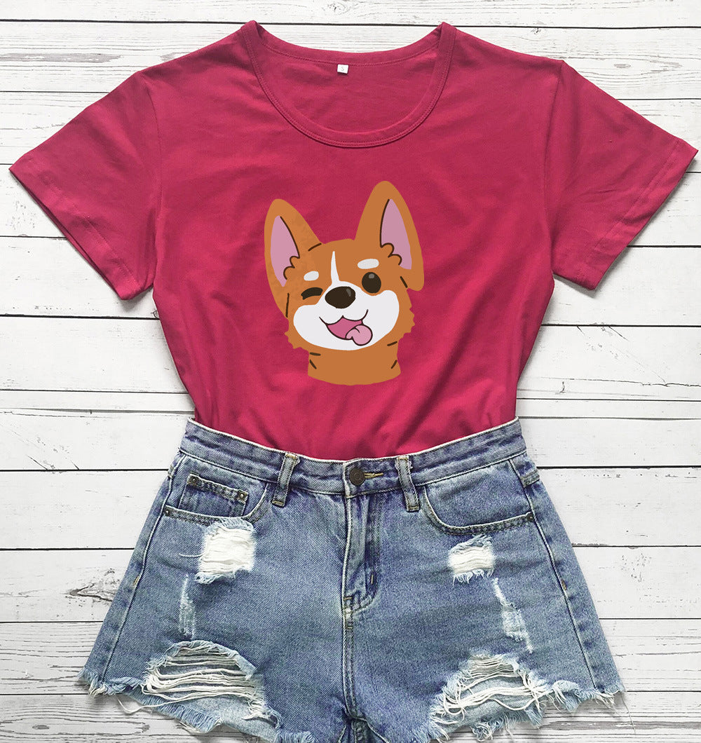 Dog Print Short-sleeved T-shirt