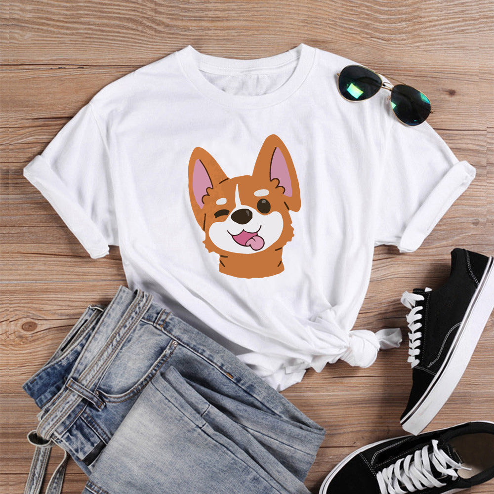 Dog Print Short-sleeved T-shirt