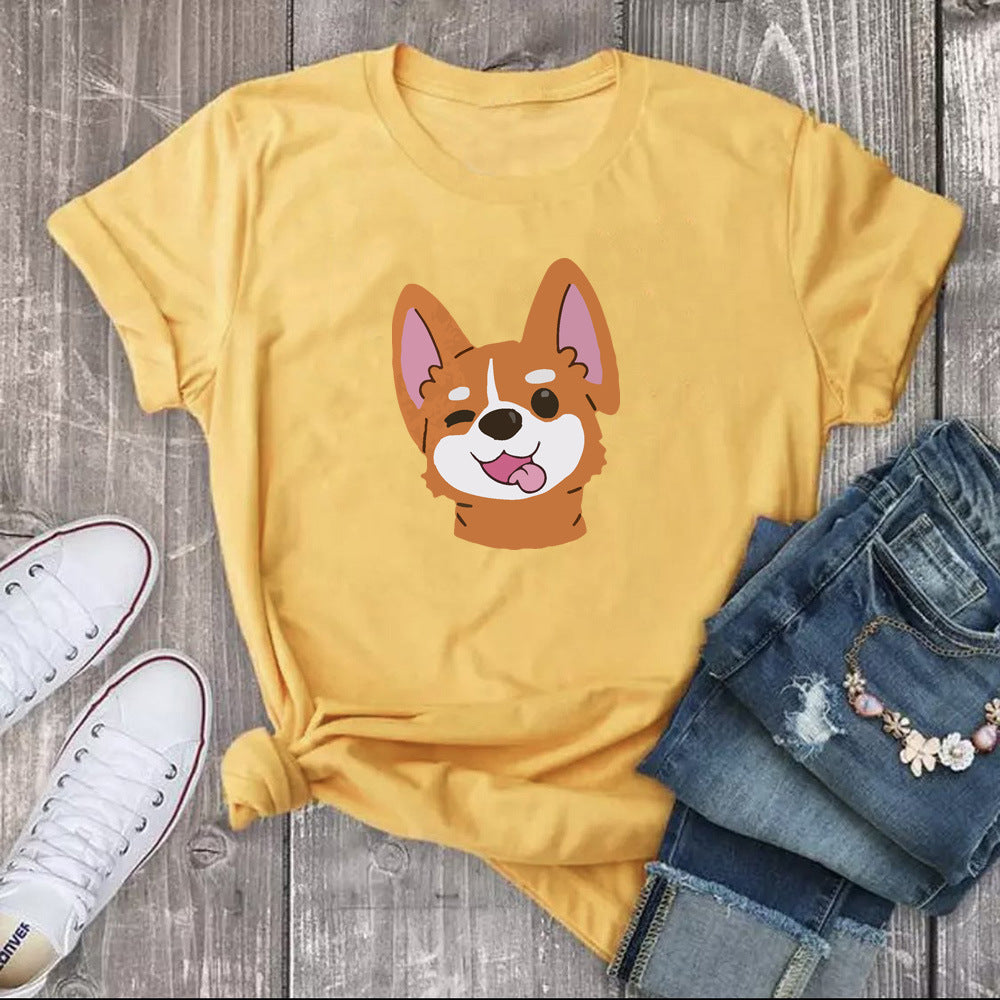 Dog Print Short-sleeved T-shirt