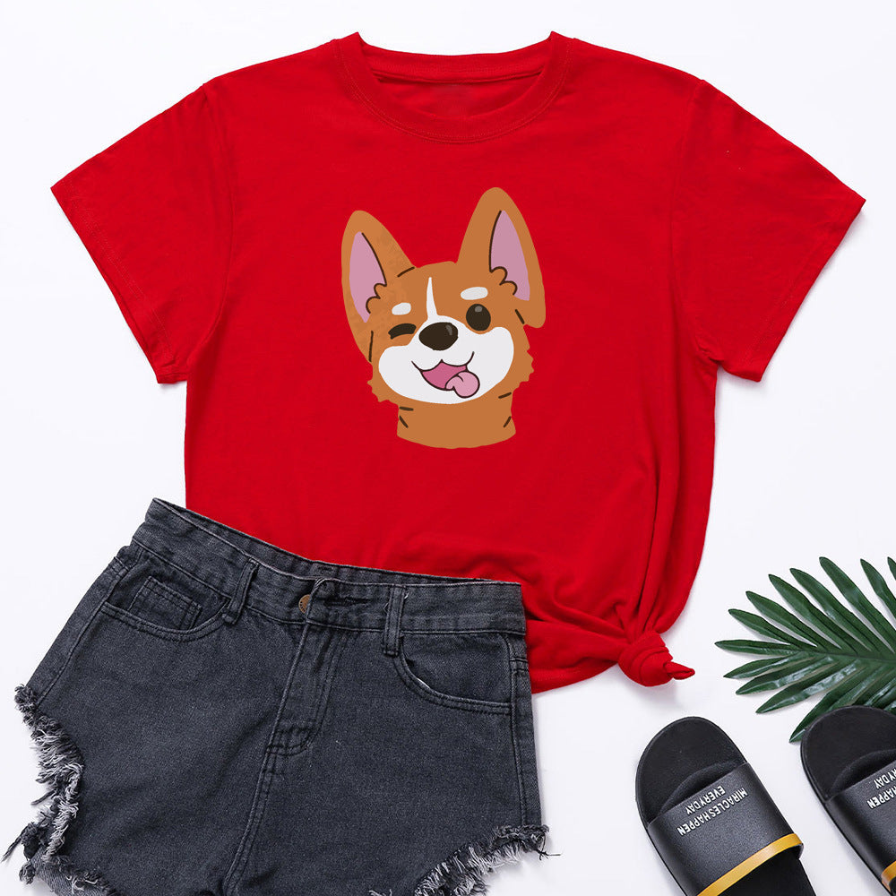 Dog Print Short-sleeved T-shirt