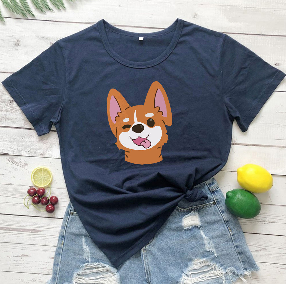 Dog Print Short-sleeved T-shirt