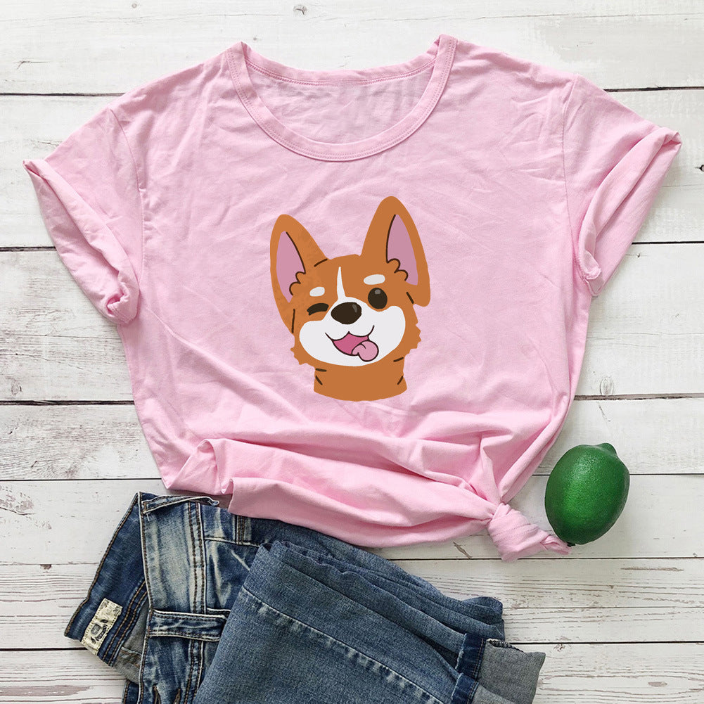 Dog Print Short-sleeved T-shirt