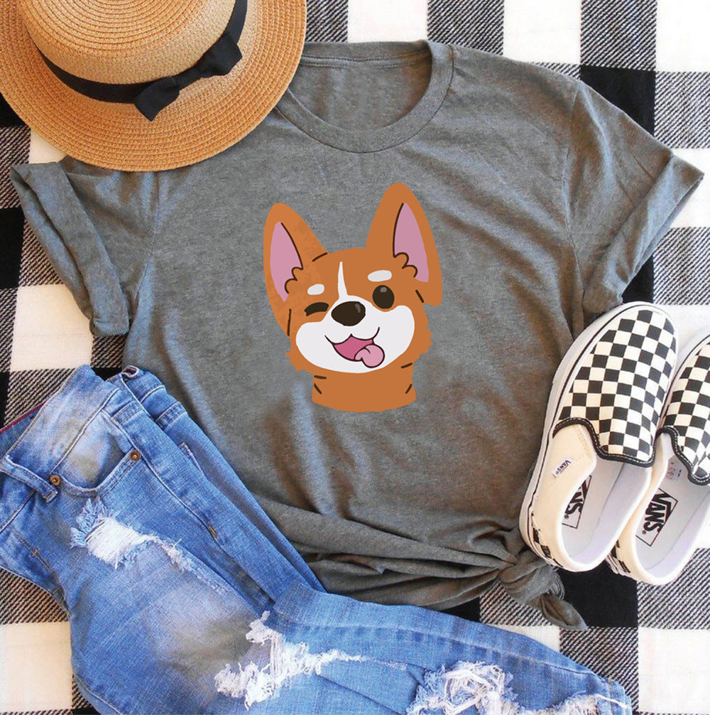 Dog Print Short-sleeved T-shirt