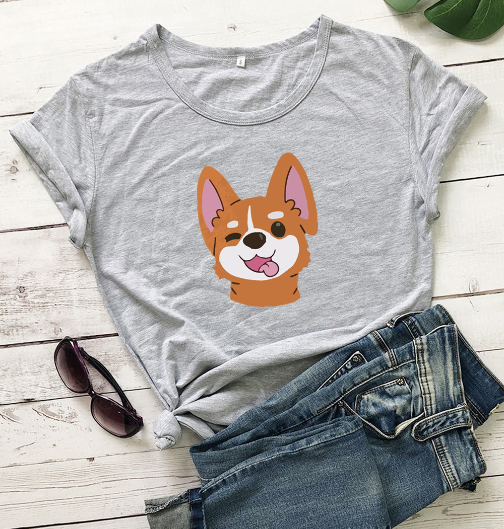 Dog Print Short-sleeved T-shirt