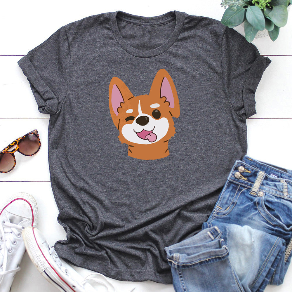Dog Print Short-sleeved T-shirt