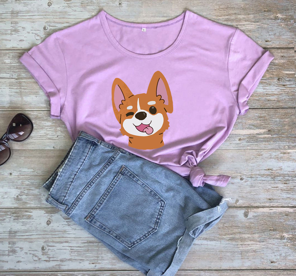 Dog Print Short-sleeved T-shirt