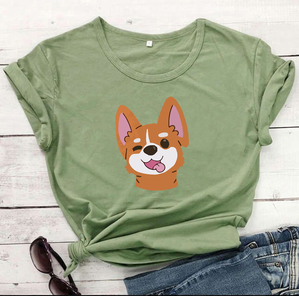 Dog Print Short-sleeved T-shirt