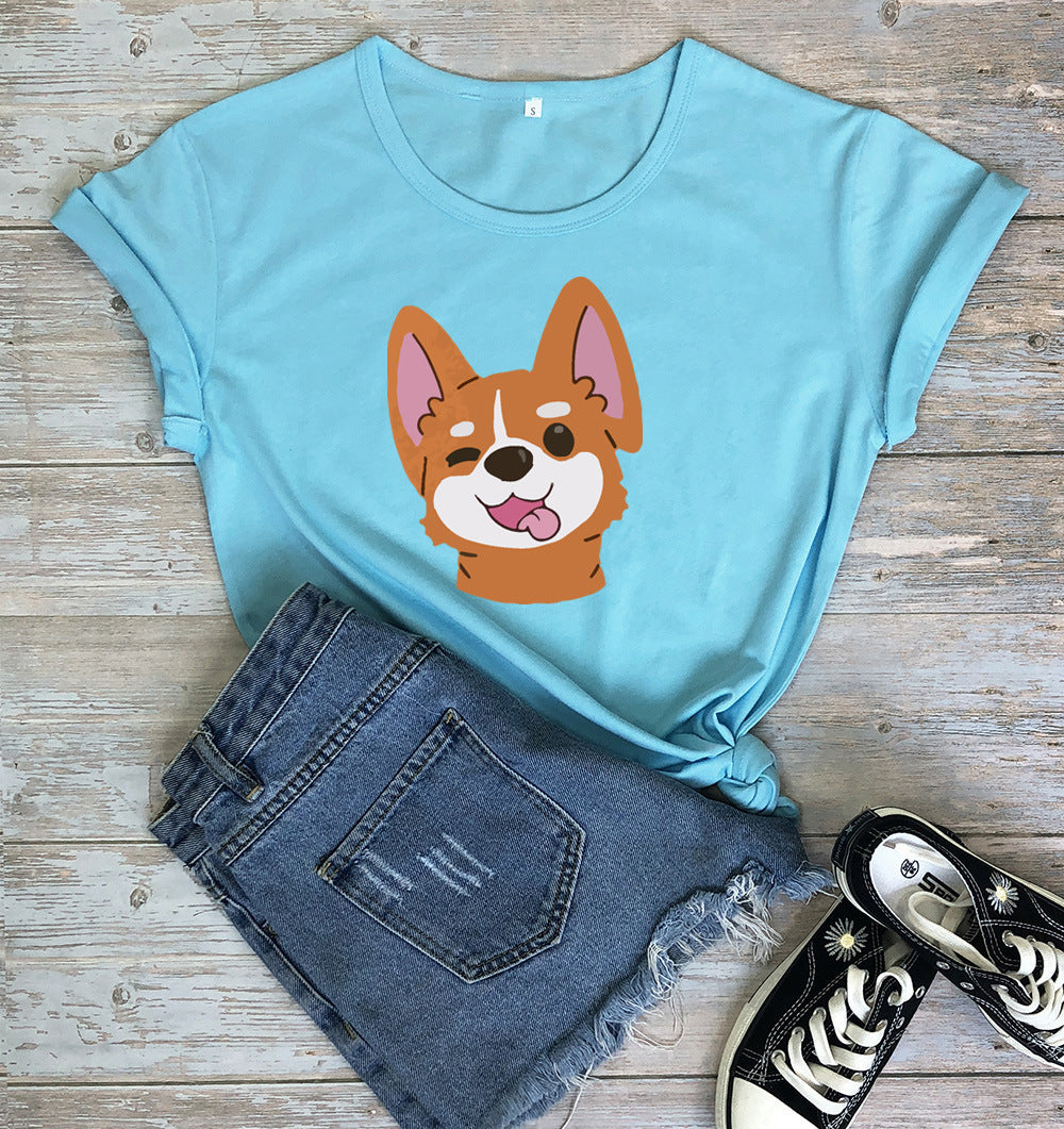 Dog Print Short-sleeved T-shirt