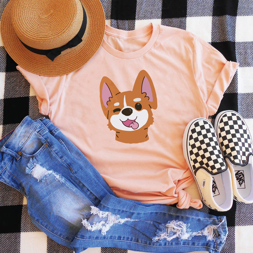 Dog Print Short-sleeved T-shirt
